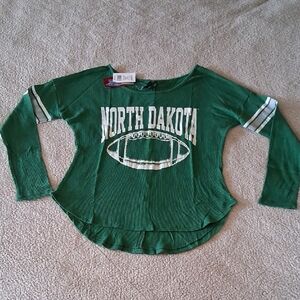 Recycled Karma Green North Dakota Football Long Sleeve Tee New